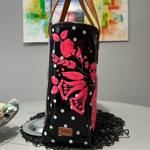 Consuela Black Polka Dot/Pink Valentina Tote - Picture 8 of 16